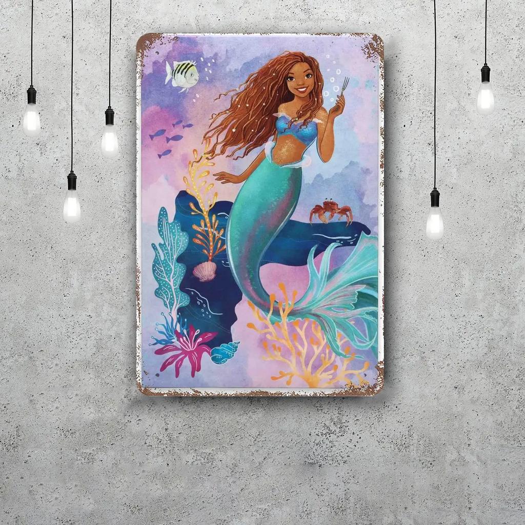 MINISO The Little Mermaid (Signature Edition) Decor Poster Tin Sign Metal Sign Decorative Plaque Pub Bar Cave Wall Decoration