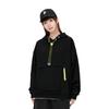 Li Ning Geometric Pattern Printed Hooded Fleece Loose Pullover Hoodie Unisex Hoodies Black AWDSC77-3