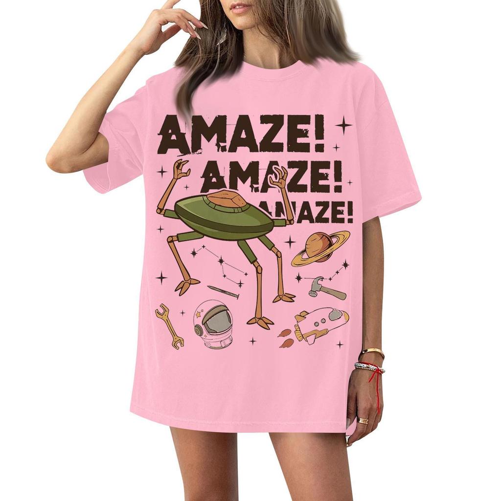 Women's round-neck casual printed short-sleeved T-shirt top