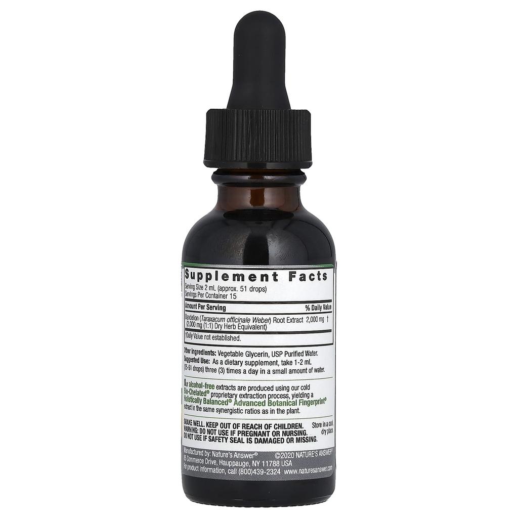 Nature'S Answer, Liquid Extract, Dandelion Root, Alcohol Free, 2,000Mg, 30Ml(1Fl Oz)