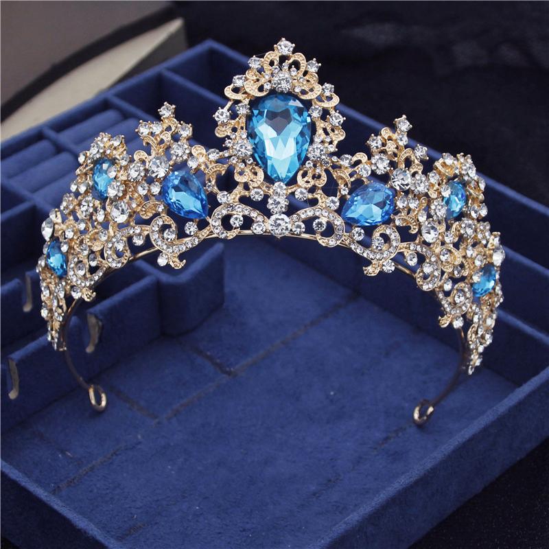 Barokk Nydelig Crystal Brude Tiaraer Dronning Krone Hodeplagg Prinsesse Brud Diadem Ball Bryllup Hår Smykker konkurranse