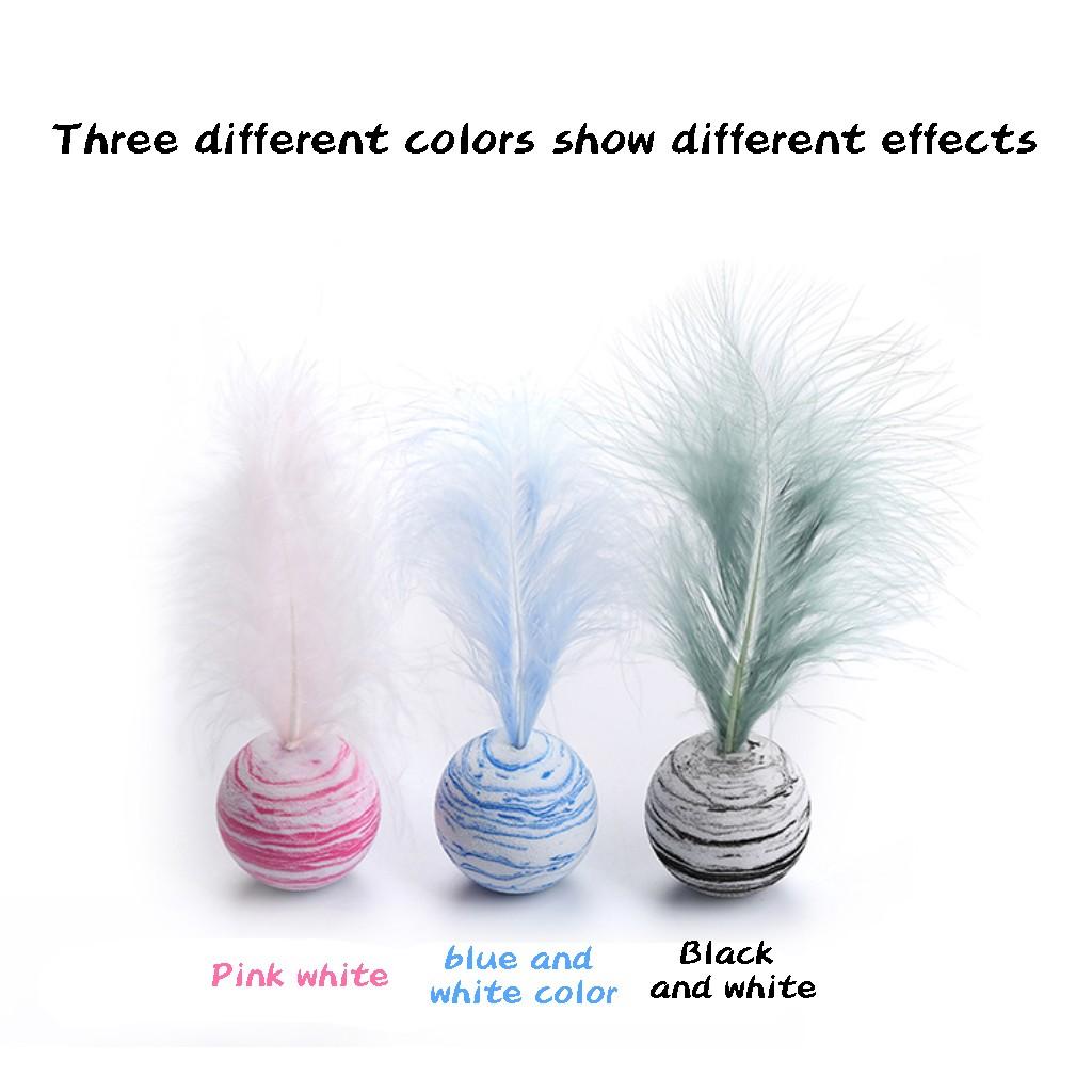 Interactive Pet Toy Ball with Feather Attachment Durable Lightweight Design for Cat Play and Exercise Indoor Use