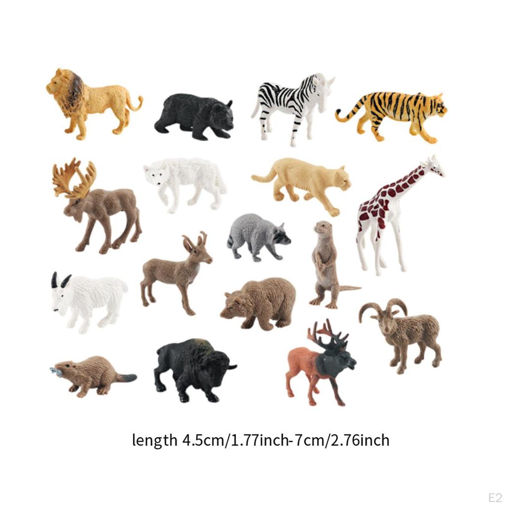 17Pcs Animals Model Jungle Figures Miniature Playset Cake Topper Kids Educational Toy Desk