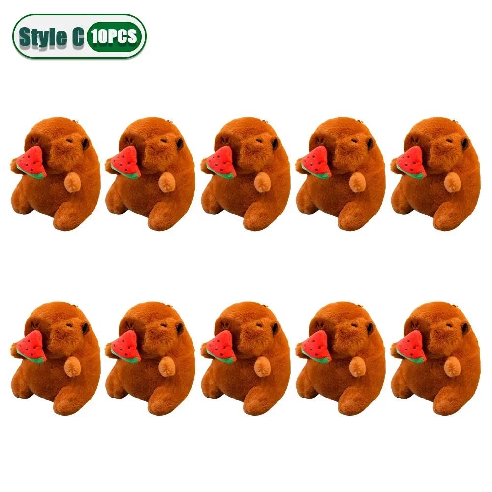 1-20PCS Cute Cartoon Capybara Pendant  Pull-out Fruit Kapybara Plush Keychain Cute Plush Doll Bag Hanging Ornament  Gift Pendant