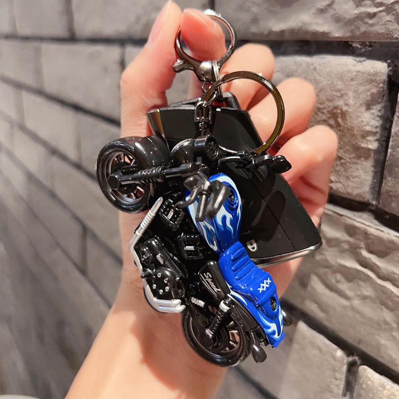 Cartoon Hip Hop Mini Small Motorcycle Key Chain Creative Personality Couple Bag Tide Cool Toy Model Pendant Small Gift
