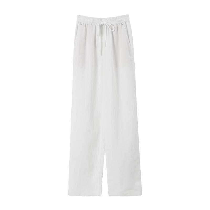SOFSIL Women's Linen Wide-Leg Tie-Waist Casual Pants