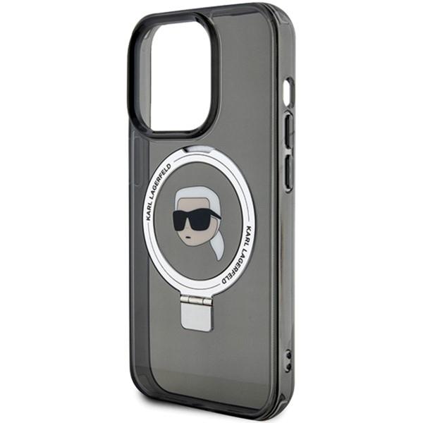 Karl Lagerfeld Klhmp15Lhmrskhk Iphone 15 Pro 6.1 Czarny/Black Hardcase Ring Stand Karl Head Magsafe