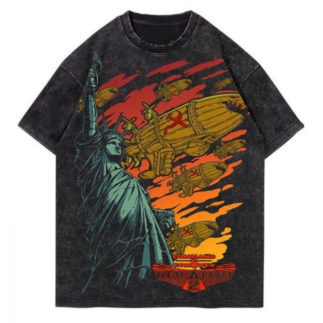Retro game Red Alert Kirov airship cottonpolyester casual shortsleeved Tshirt classic nostalgic style Instagram fashion M