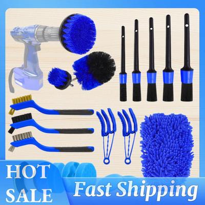 Car Wash Brush Kit Microfiber Wheel Tire Brush Scratch-Free Replacement Head Car Buffing Sponge Pads Kit for Cars RV Truck