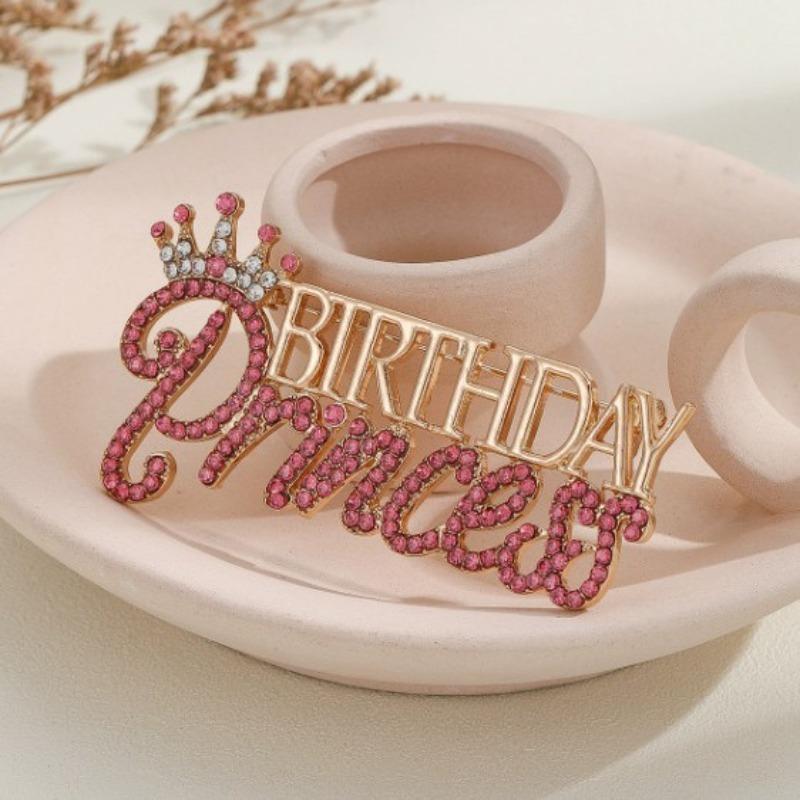 

1Pc BIRTHDAY Princess Crown Brooch for Women Delicate Note Crown Brooches Pins Jewelry Accessories Gifts