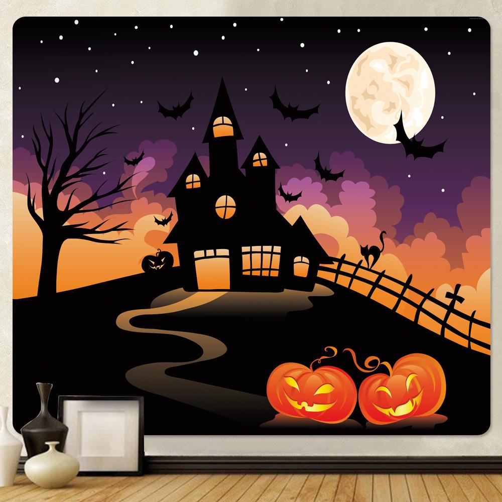 Halloween Pumpkin Psychedelic Scene Home Decoration Tapestry Hippie Bohemian Decoration Wall Hanging Sheets
