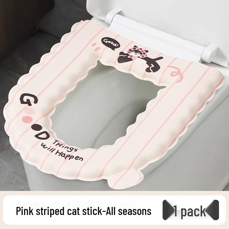 Waterproof EVA Washable Universal Toilet Seat Cover, All-Season Adhesive Thickened Pad.