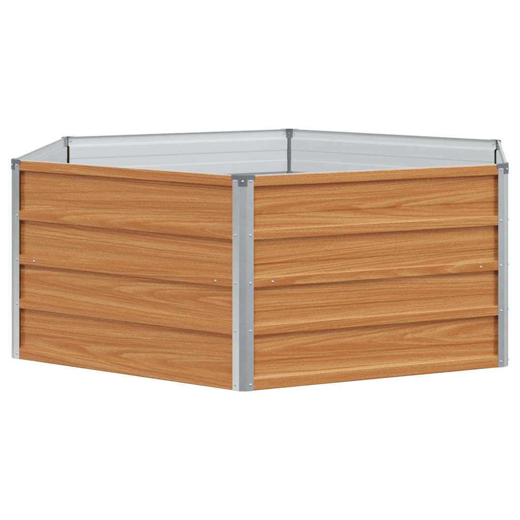 Raised Garden Bed for Outdoor Use Wood Look Finish 129 X 129 X 45 Cm Galvanized Steel