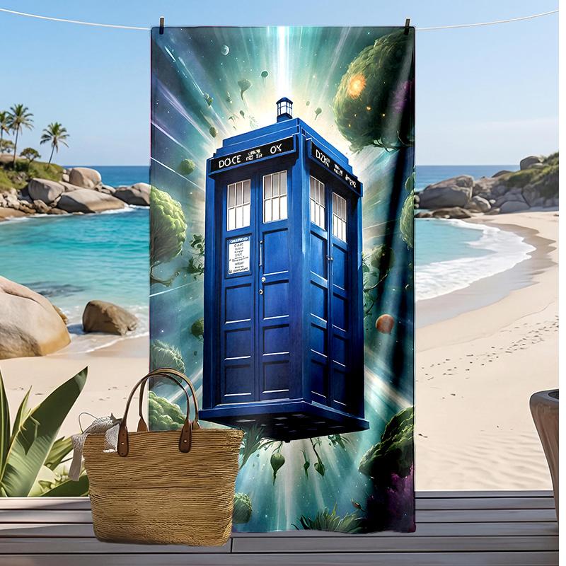 Doctor Who's TARDIS Printed Quick Dry Beach Towel Super Absorbent Soft Lightweight Bath Towel for Pool Summer Travel