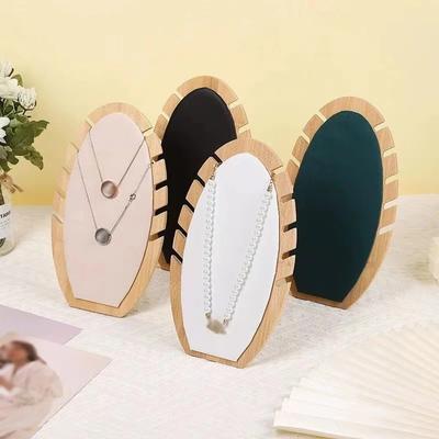 Scalloped Detachable Bamboo Wood Ornament Jewelry Display Stand Necklace Wooden Multiple Necklace Pendant Display Holder
