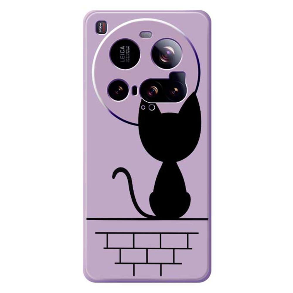 For Xiaomi 15 Ultra Case Black Cat on the Wall Pattern Printing Straight Edge TPU Phone Back Cover