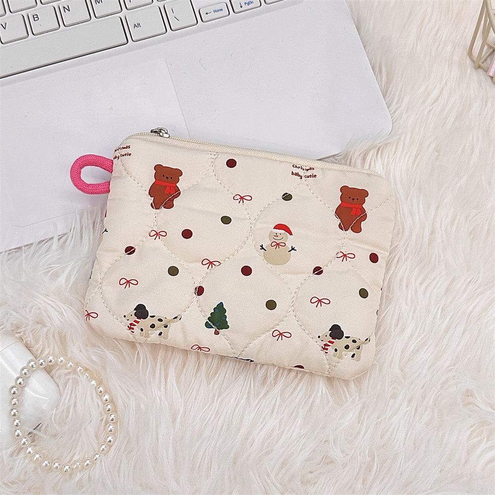 Cartoon Quilted Makeup Bag - Small Clutch & Coin Purse