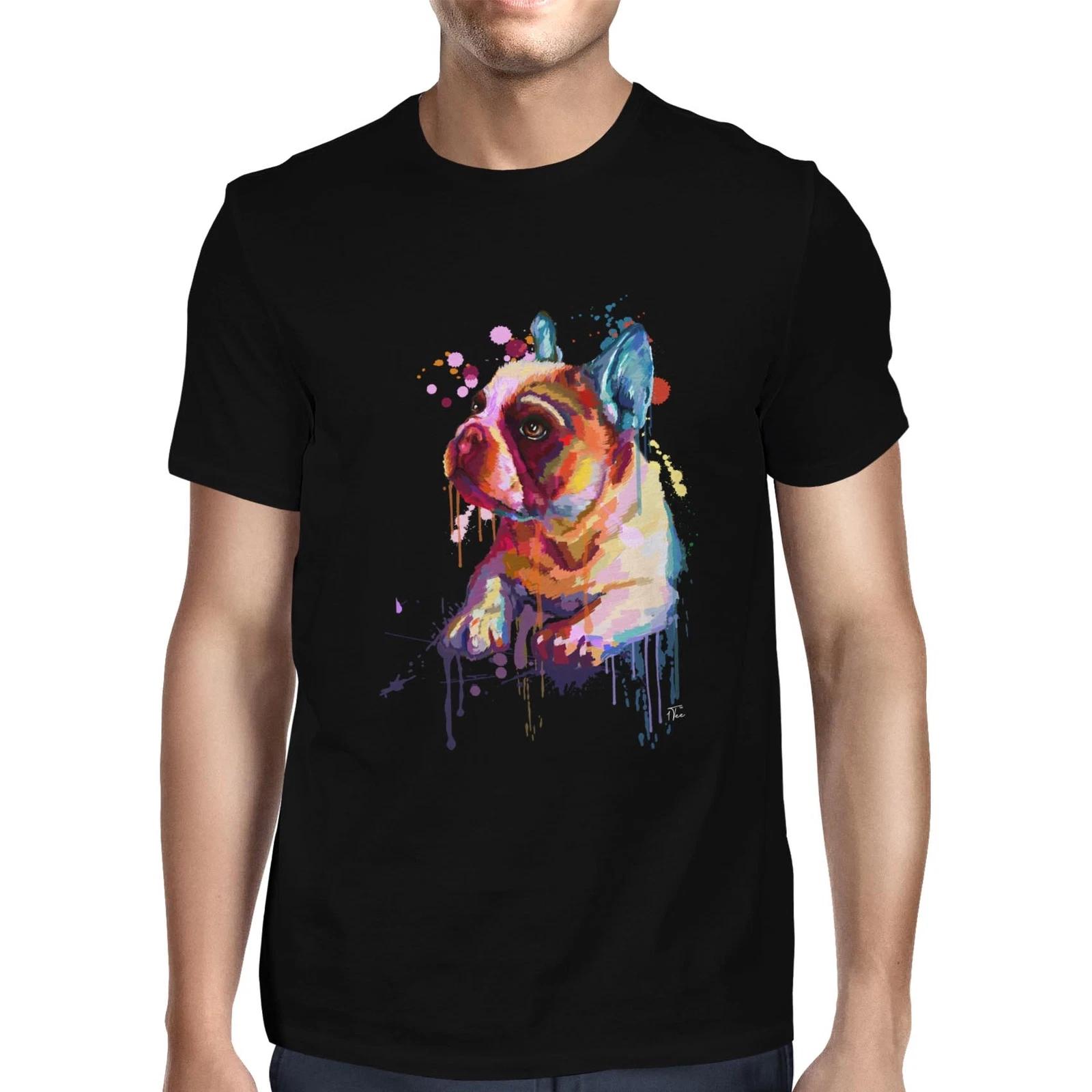 1Tee Mens Watercolour Splash French Bulldog Dog T-Shirt XXL
