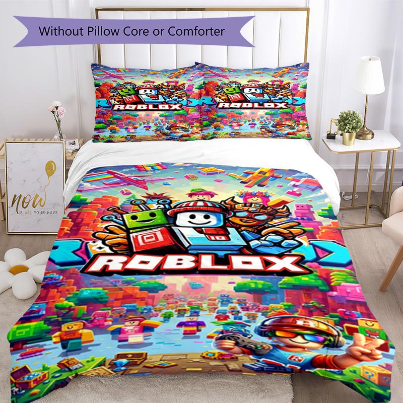 Ensemble de literie Roblox Housse de couette respirante avec taies d'oreiller Linge de lit décoratif pour chambre à coucher Décoration de maison Cadeau d'anniversaire