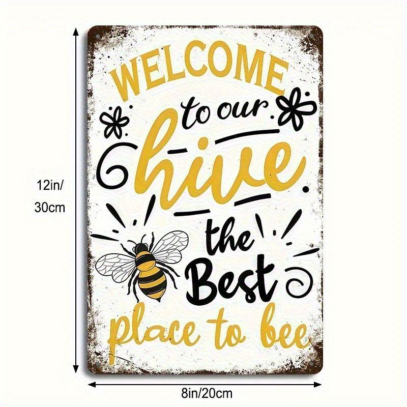 Vintage Bees & Honey Metal Tin Sign for Kitchen Farm Interior Decor