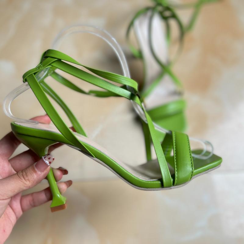 Fashion 2025 New Trend Ankle Strap Sandals Summer Women Sexy Party High Heels Black Fashion Casual Beach Sandal Zapatos De Mujer