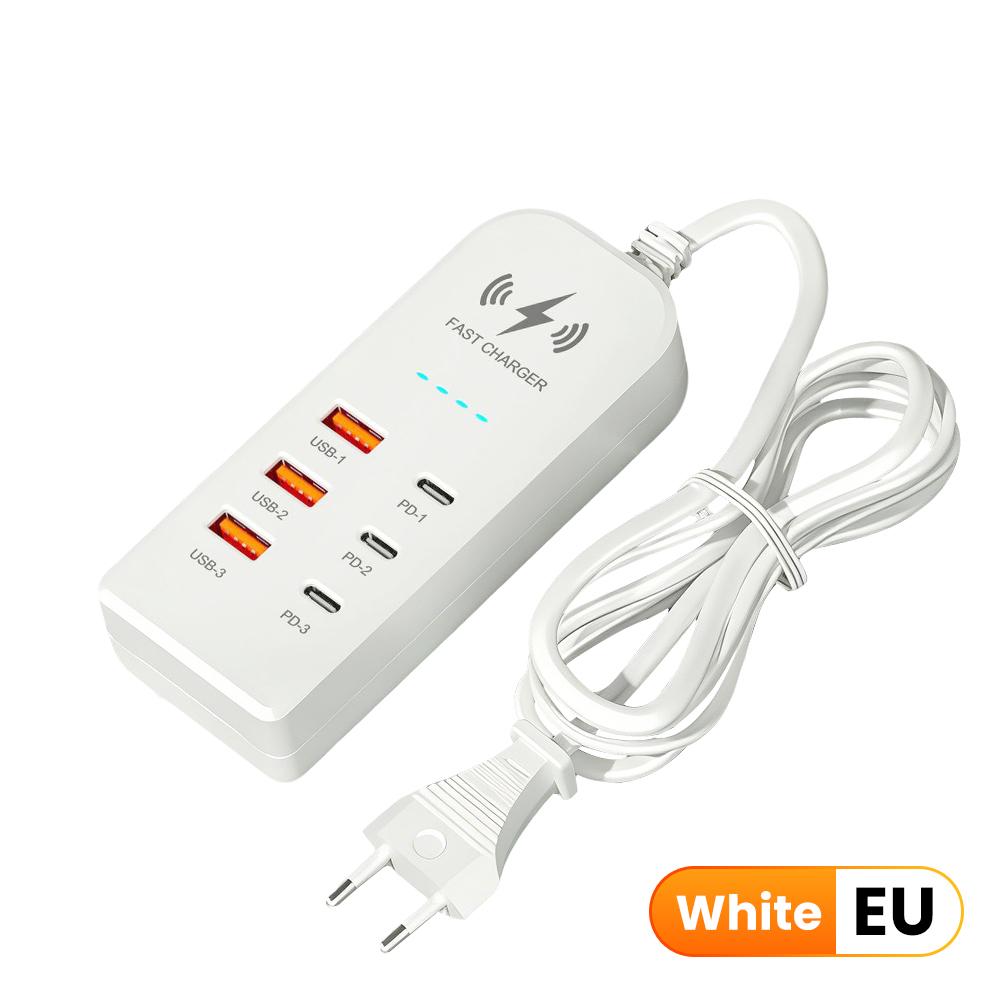 6 in 1 USB Charger with PD Type C Fast Charging Multiport Type C Hub Adapter EU/US Plug Quick Charger Expander Socket for Wall C