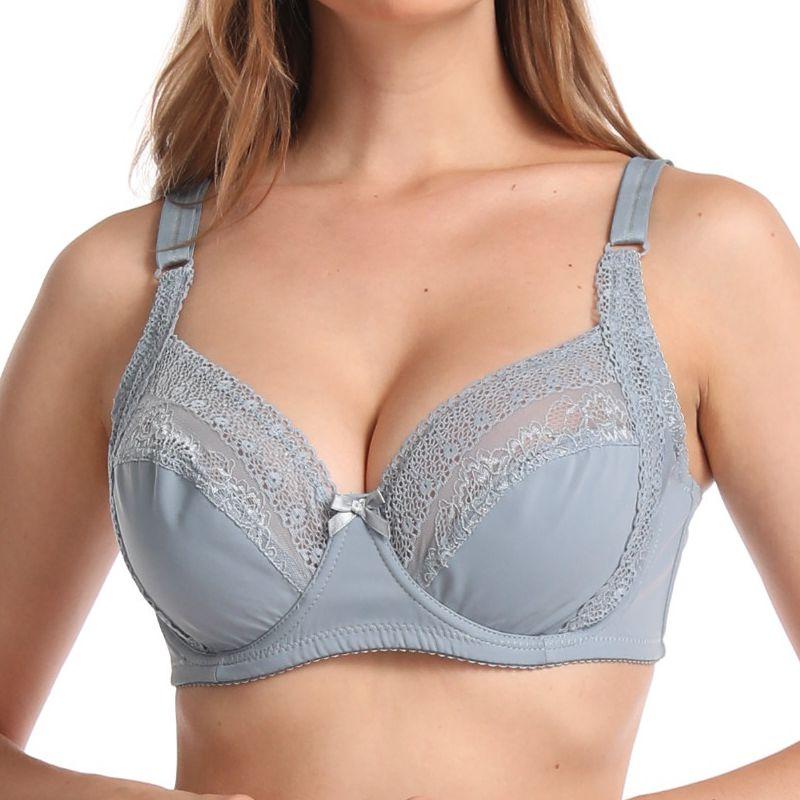 Women Daily Plus Size Brassiere Sexy Lace Ultra Thin Full Cup Bra Comfortable with Wire Bras E Cup 6017