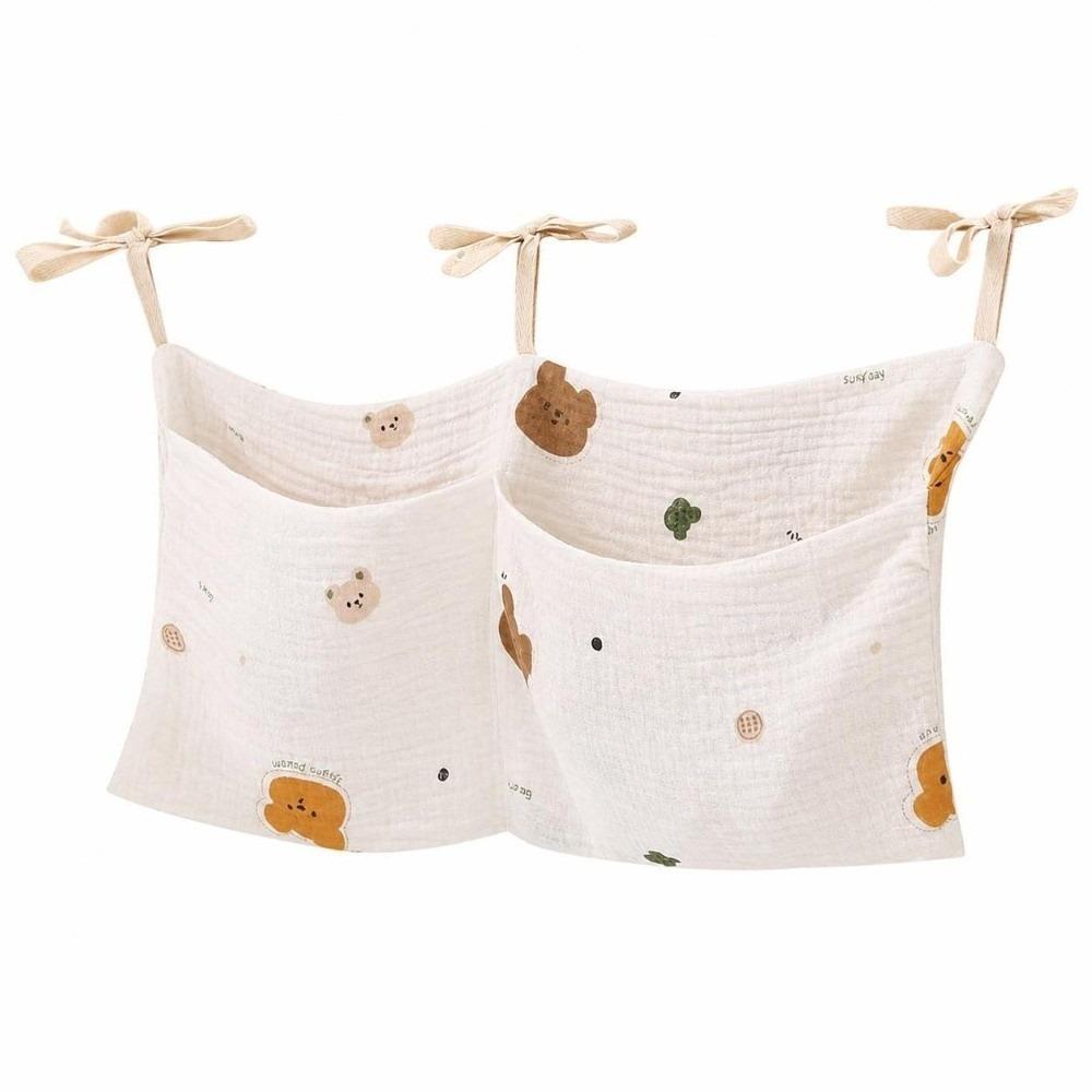 2 Pockets Diaper Storage Bag Portable Baby Bedside Bag New Crib Hanging Storage Bag Infant Room