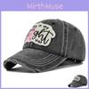 Retro Cotton Baseball Cap With Embroidered Flower And Distressed Brim For Sun Protection