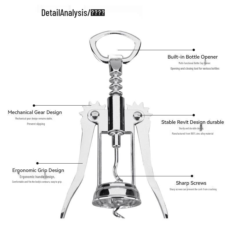 Zinc Alloy Stainless Steel Multi-functional Wine Bottle Opener