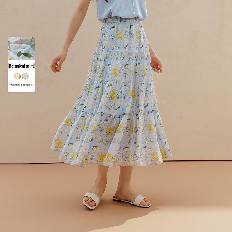 INMAN Французская цветочная А-силуэтная многоярусная юбка миди M