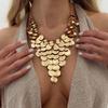 Fashion Bohemian Y Shape Necklace Geometric Circular Gold Tassel Sequin Necklace Charm Vintage Gold Jewelry Neck Jewelry