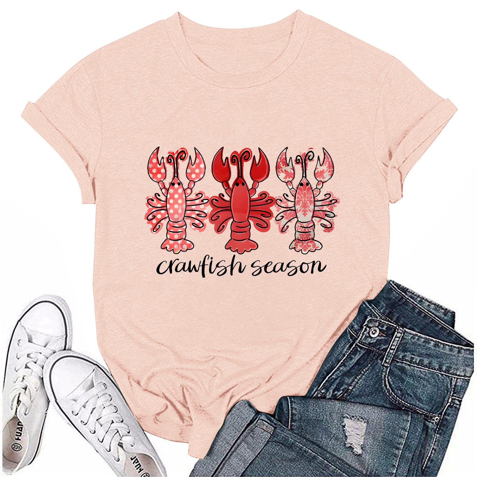 

Женские модные повседневные топы с короткими рукавами и круглым вырезом, плиссированные топы с короткими рукавами и принтом L розовый