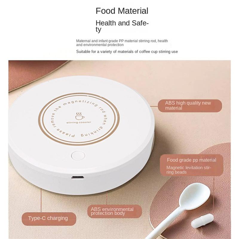 A74U Compact Magnetic Stirrer, Mini Automatic Beverage Mixer, USB-C Rechargeable, Suitable For Glass & Cups