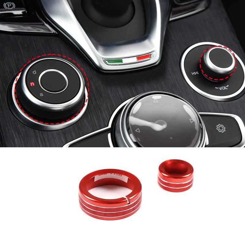 For Alfa Romeo Giulia Stelvio 2017-Car Center Console Multimedia Knob Switch Ring Decoration Cover Trim Interior