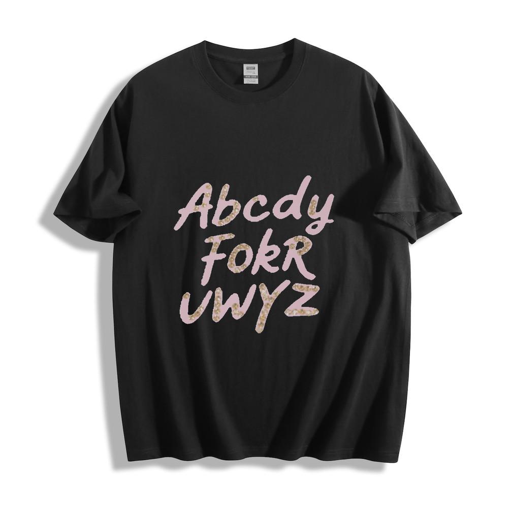 

Pink Leopard-Print Alphabet Abcdy FokR Uwyz Graphic T-Shirt S