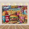 Pizza Hamburger Backdrop Supplies Quick Food Kid Birthday Party Decoration Cola French Fries Background Banner Photography Prop
