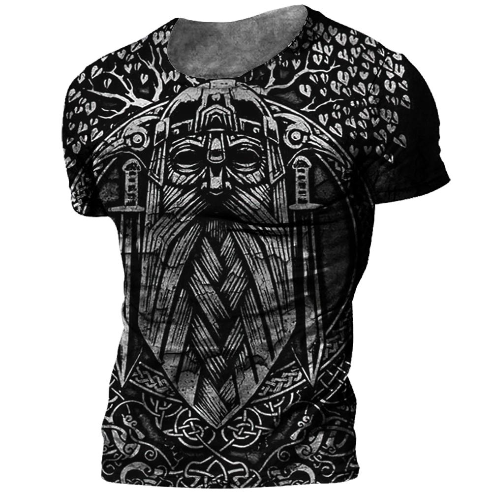 Vintage Viking Tattoo 3D Print Pánske tričko Letné Viking Odin Crew Výstrih Voľný Krátky rukáv Ležérne Topy Tričká Tričká nadmernej veľkosti