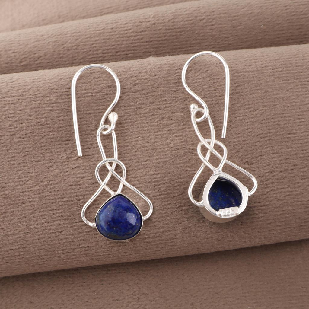 Cercei Lapis Lazuli Bijuterii cu Pietre Prețioase Lucrate Manual, Cercei din Argint Sterling 925, Cercei Bijuterii cu Design Unic Cadou Pentru Femei