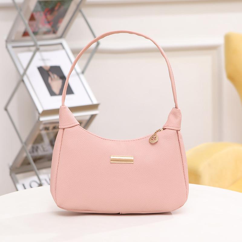 New Fashion Croissant Shoulder Bag for Women Minimalist Solid Color Armpit Purse Trendy Handbag KTB