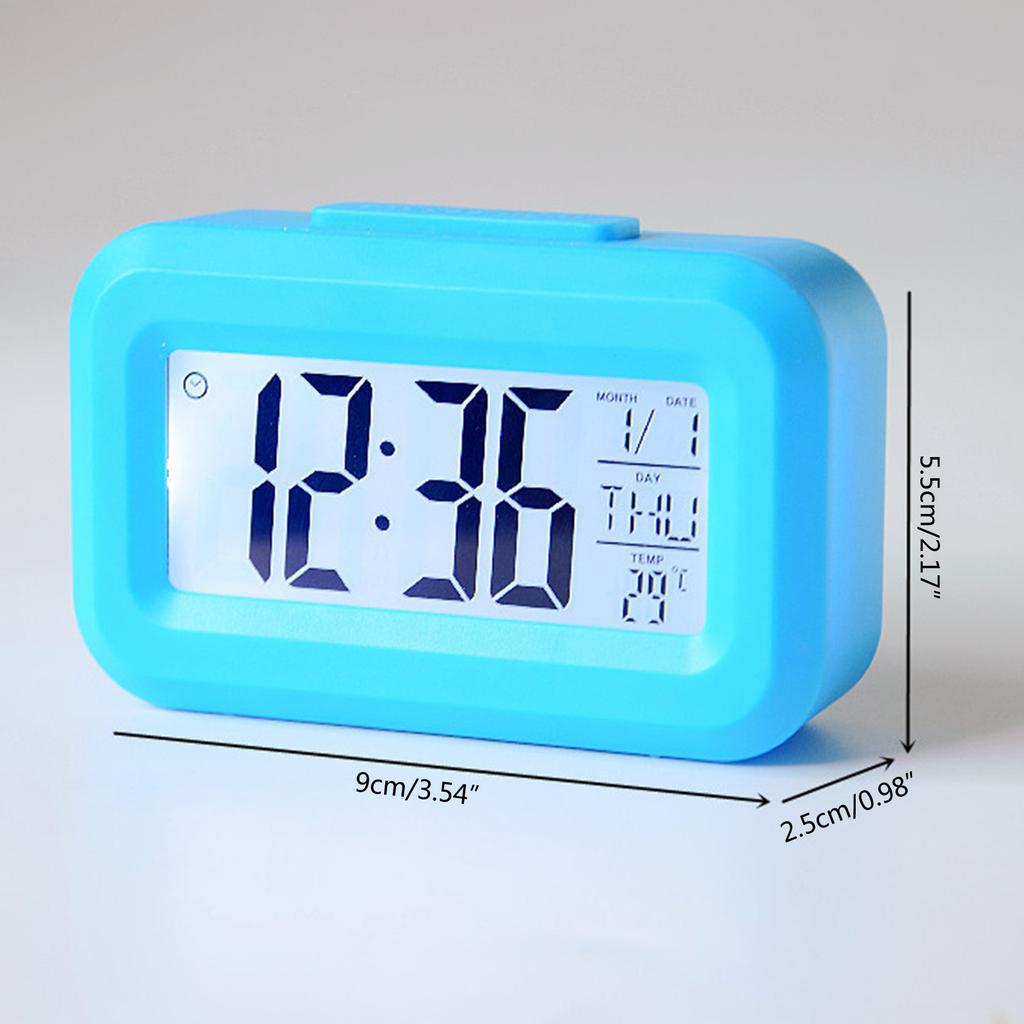 Snooze Mute Desktop Clock Table Clocks Electronic LED Clocks with Temperature Calendar Week Display Digital Alarm Clock