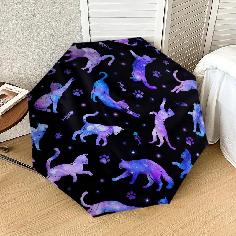 1pc Galaxy Cats Pattern Umbrella Design Automatic Opening and Closing Umbrella, High-quality Travel Umbrella,  C1128160