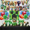 Miner Birthday Party Supplies Pixel Theme Include Cake Topper Banner Balloons