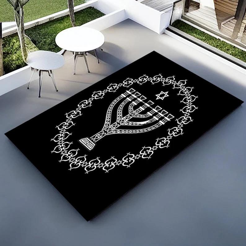 Hebrew Prayer Rugs and Carpets Area Floor Mats Personalized Jewish Prayer Mats Perfect for Turkish Prayer Rooms and Gifts