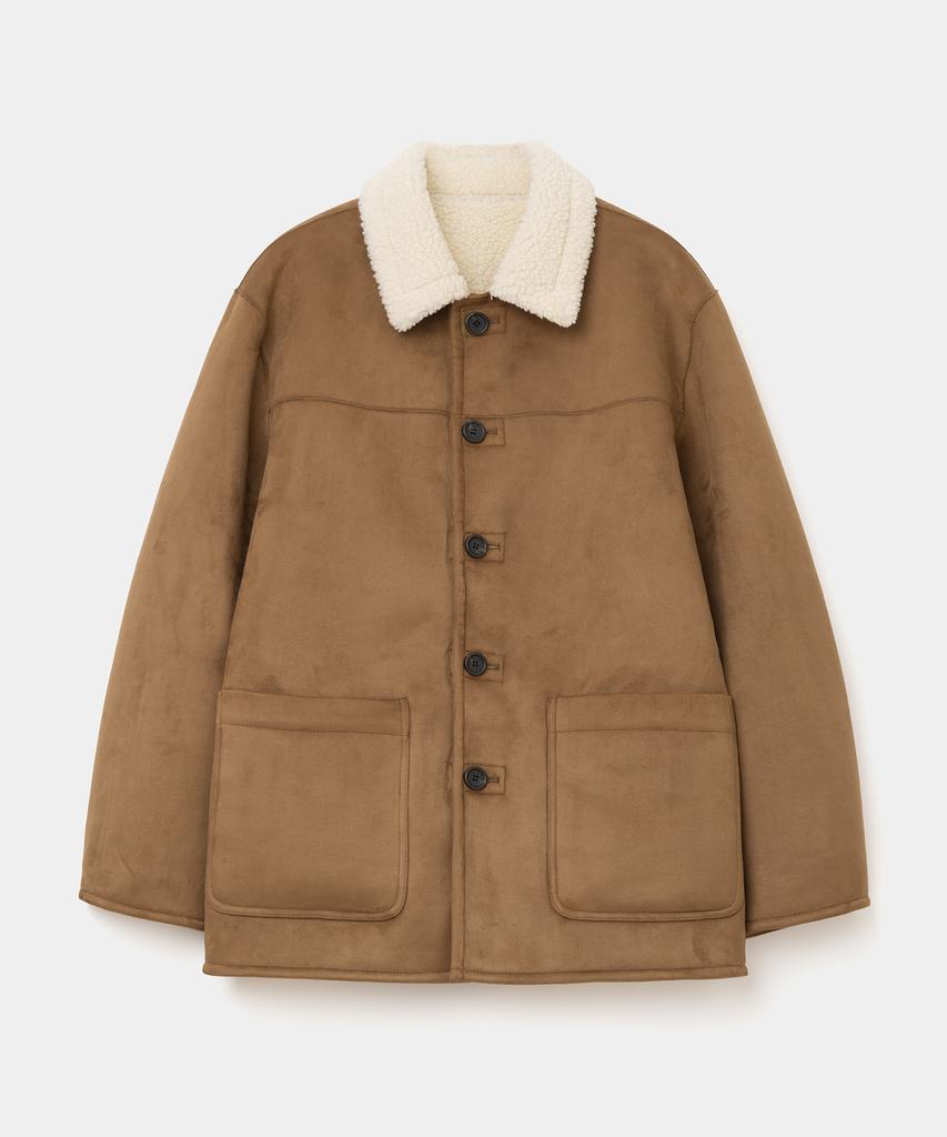 Uniform Bridge Reversible Shearling Coat Brown