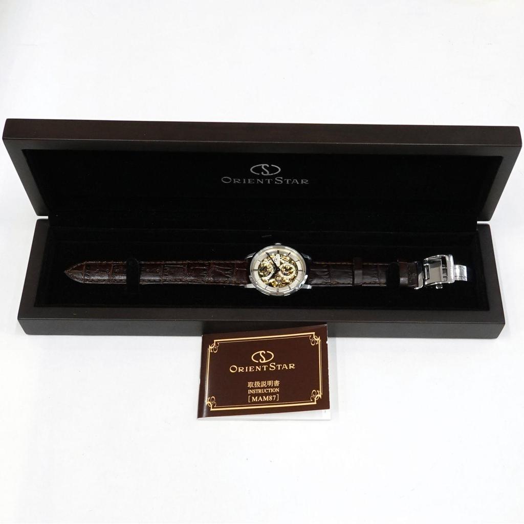 Used ORIENT STAR F8B6-UAA0 Skeleton Power Reserve Men's Manual Winding SS/Leather