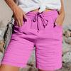 Pants For Women Casual Summer Solid Color Elastic High Waist Cotton And Linen Loose Pants Drawstring Pocket Mid Leg Pants