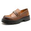 New Thick-soled Heightening Men's Big-headed Leather Shoes Patent Leather Glossy Casual Thick-heeled Loafers