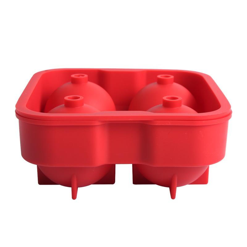 4 Grid Ice Cube Silicone Molds Ice Cube Maker Square Tray Mold Ice Ball Maker Ice Cube Tray with Lid for Whiskey Ice Mould