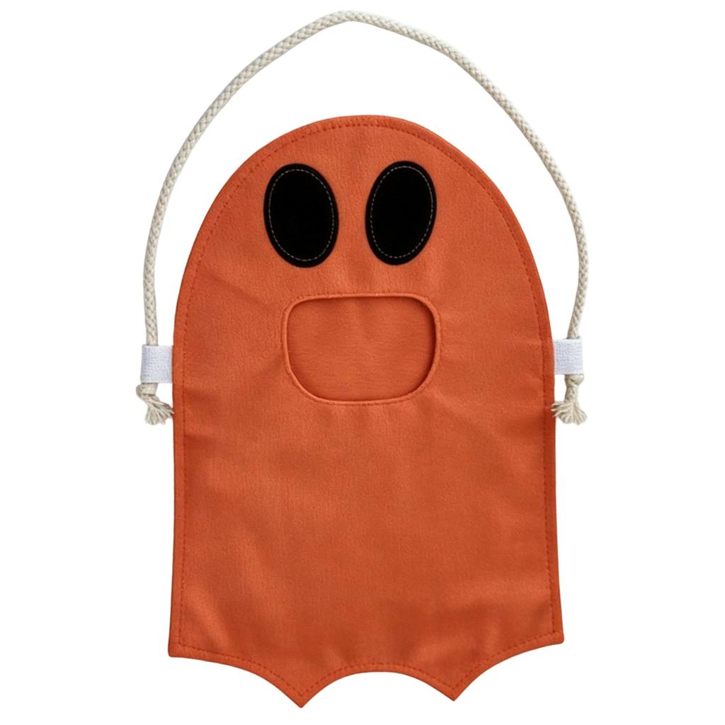 Halloween Ghost Candy Bag Portable Treat Storage Sack with Drawstring Handle Reusable Fabric Gift Holder for Party Favors and Trick or Treat